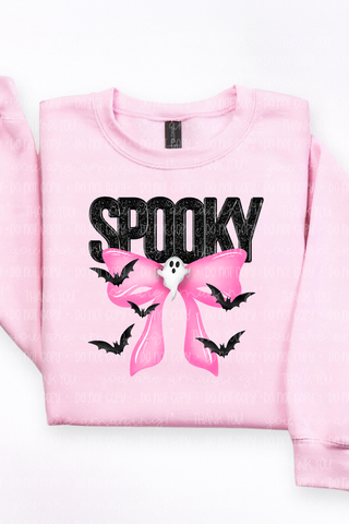 Spooky Faux Glitter Ghosite Bow Sweatshirt
