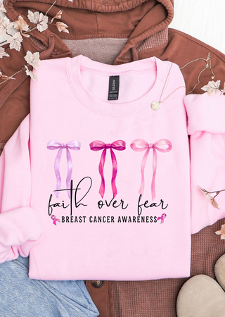 Faith Over Fear Coquette Bow Sweatshirt