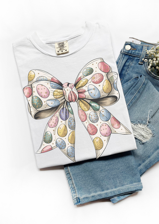 Easter Eggs Coquette Bow Comfort Colors T-Shirt