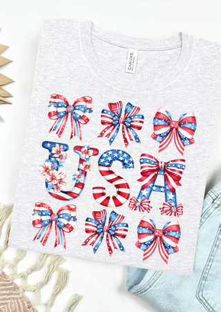 USA Coquette Bows Bella Canvas T-Shirt