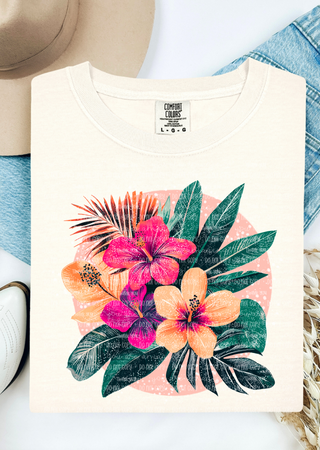 Tropical Flowers Comfort Colors T-Shirt
