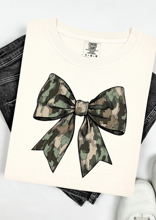 Camo Coquette Bow Tee Comfort Colors T-Shirt