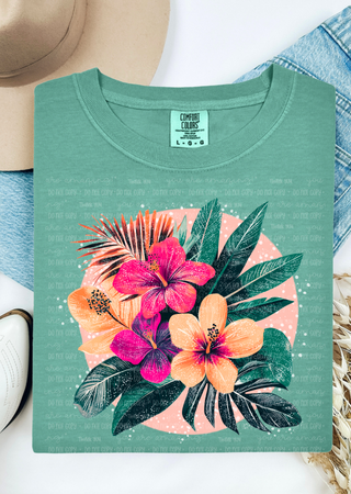 Tropical Flowers Comfort Colors T-Shirt