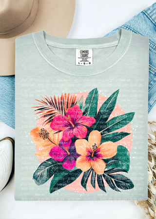 Tropical Flowers Comfort Colors T-Shirt