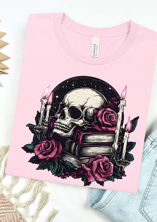 Skull Book Stacks Bella Canvas T-Shirt
