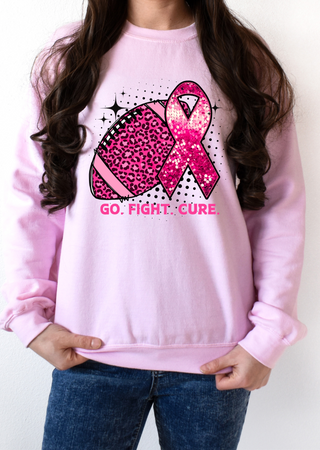 Go Fight Cure Faux Flitter Tee / Sweatshirt