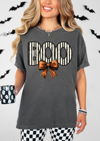 Boo Striped Bow Tee