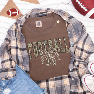 Camo Football Coquette Bow Tee