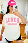 Ivory Tee Pink Writing