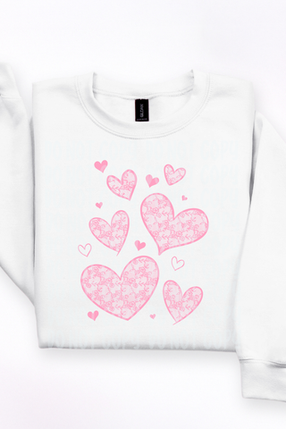 Pink Doodle Hearts Tee or Sweatshirt