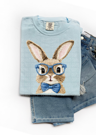 Smart Bunny Faux Embroidery Comfort Colors T-Shirt