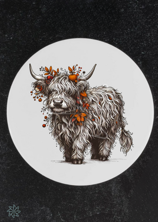 Fall Shaggy Cow Coaster Set