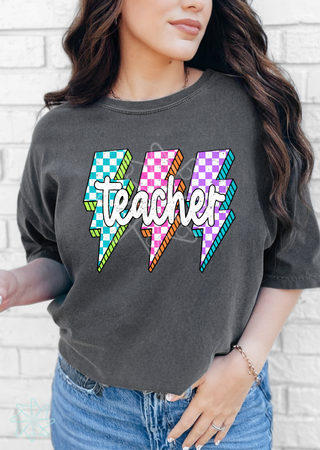 Neon Lighting Bolt Teacher Tee