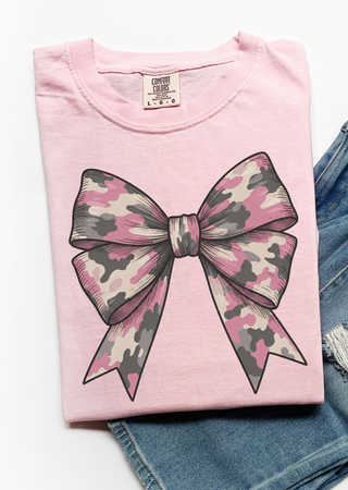 Camo Pink Coquette Bow Tee