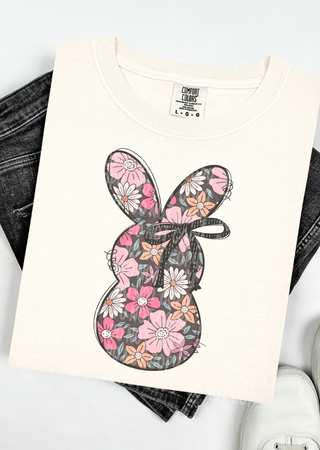 Boho Floral Bunny Comfort Colors T-Shirt
