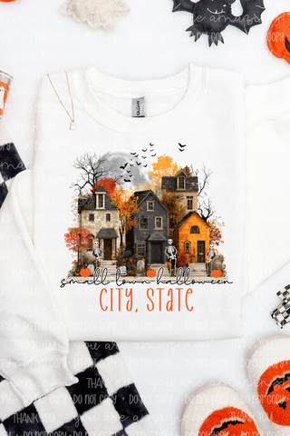 Personalize It Small Town Halloween Sweatshirt
